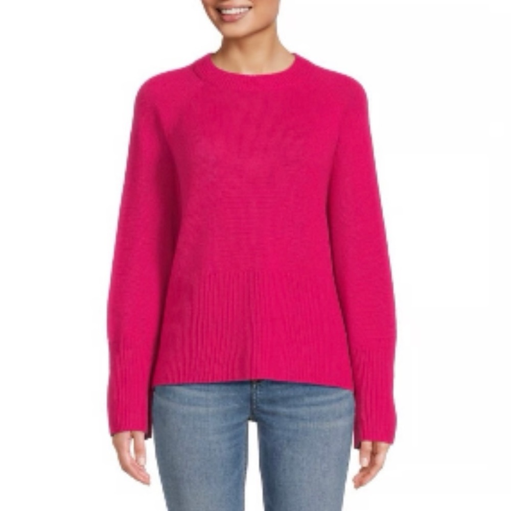 360 Cashmere Krystal Raglan Sleeve Pink Crewneck Cashmere Sweater Size Small - Picture 1 of 8